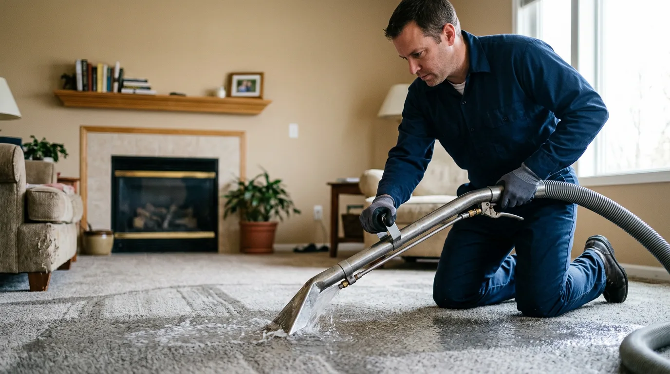 Water damage restoration technician working near Tobyhanna, PA